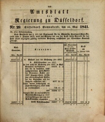 Amtsblatt für den Regierungsbezirk Düsseldorf Samstag 22. Mai 1841