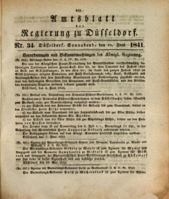 Amtsblatt für den Regierungsbezirk Düsseldorf Samstag 12. Juni 1841