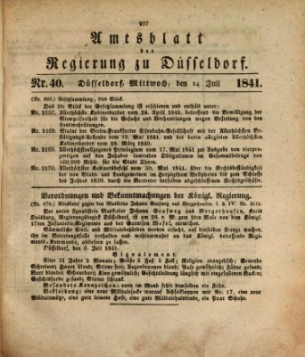 Amtsblatt für den Regierungsbezirk Düsseldorf Mittwoch 14. Juli 1841