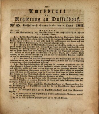 Amtsblatt für den Regierungsbezirk Düsseldorf Samstag 7. August 1841