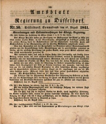 Amtsblatt für den Regierungsbezirk Düsseldorf Samstag 28. August 1841