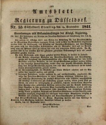 Amtsblatt für den Regierungsbezirk Düsseldorf Dienstag 14. September 1841