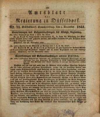 Amtsblatt für den Regierungsbezirk Düsseldorf Donnerstag 9. Dezember 1841