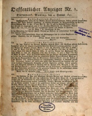 Amtsblatt für den Regierungsbezirk Düsseldorf Montag 4. Januar 1841