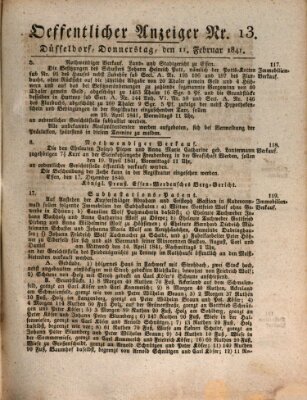 Amtsblatt für den Regierungsbezirk Düsseldorf Donnerstag 11. Februar 1841