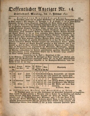 Amtsblatt für den Regierungsbezirk Düsseldorf Montag 15. Februar 1841