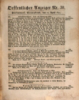 Amtsblatt für den Regierungsbezirk Düsseldorf Samstag 17. April 1841