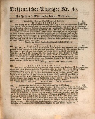 Amtsblatt für den Regierungsbezirk Düsseldorf Mittwoch 21. April 1841