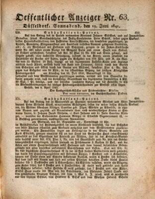 Amtsblatt für den Regierungsbezirk Düsseldorf Samstag 19. Juni 1841