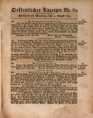 Amtsblatt für den Regierungsbezirk Düsseldorf Montag 9. August 1841