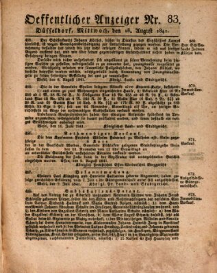 Amtsblatt für den Regierungsbezirk Düsseldorf Mittwoch 18. August 1841