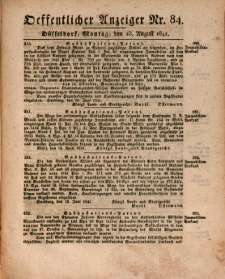 Amtsblatt für den Regierungsbezirk Düsseldorf Montag 23. August 1841