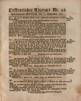 Amtsblatt für den Regierungsbezirk Düsseldorf Mittwoch 22. September 1841