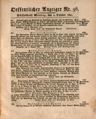 Amtsblatt für den Regierungsbezirk Düsseldorf Montag 4. Oktober 1841