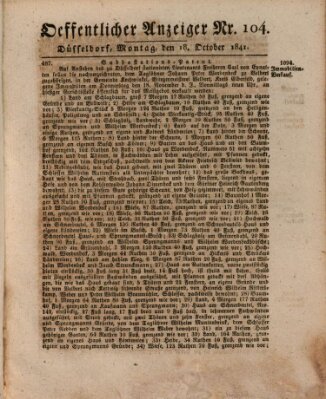 Amtsblatt für den Regierungsbezirk Düsseldorf Montag 18. Oktober 1841