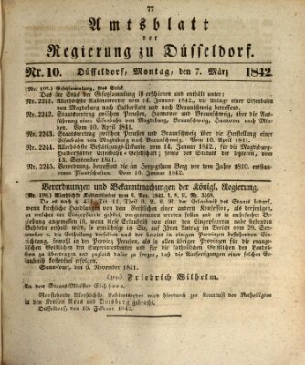 Amtsblatt für den Regierungsbezirk Düsseldorf Montag 7. März 1842