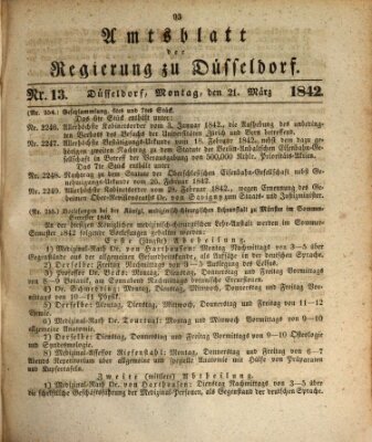 Amtsblatt für den Regierungsbezirk Düsseldorf Montag 21. März 1842