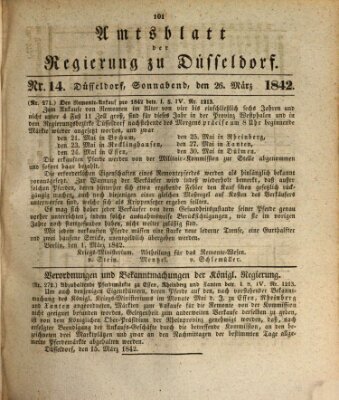 Amtsblatt für den Regierungsbezirk Düsseldorf Samstag 26. März 1842