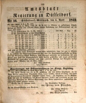 Amtsblatt für den Regierungsbezirk Düsseldorf Mittwoch 6. April 1842