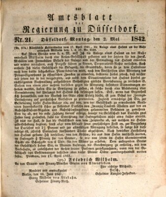 Amtsblatt für den Regierungsbezirk Düsseldorf Montag 2. Mai 1842