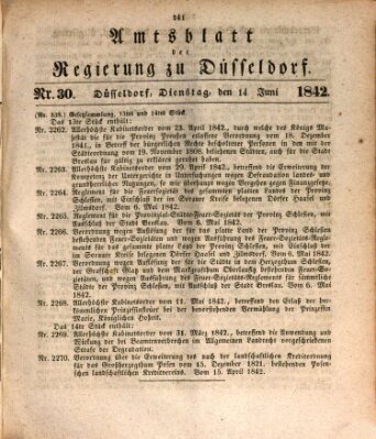 Amtsblatt für den Regierungsbezirk Düsseldorf Dienstag 14. Juni 1842