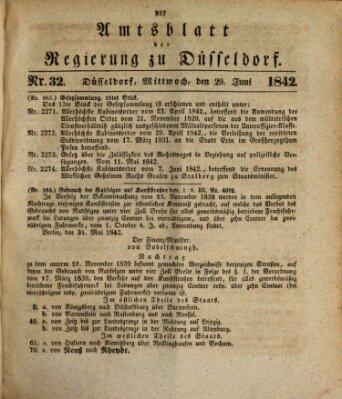 Amtsblatt für den Regierungsbezirk Düsseldorf Mittwoch 29. Juni 1842