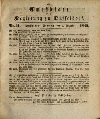 Amtsblatt für den Regierungsbezirk Düsseldorf Freitag 5. August 1842