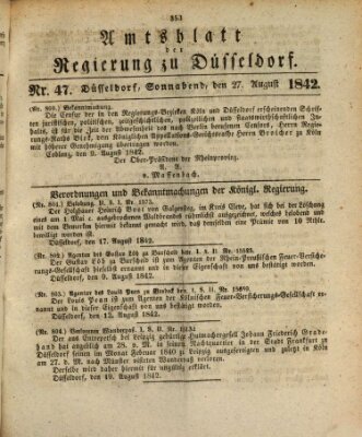 Amtsblatt für den Regierungsbezirk Düsseldorf Samstag 27. August 1842