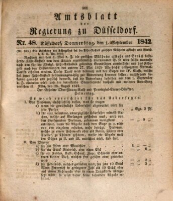 Amtsblatt für den Regierungsbezirk Düsseldorf Donnerstag 1. September 1842