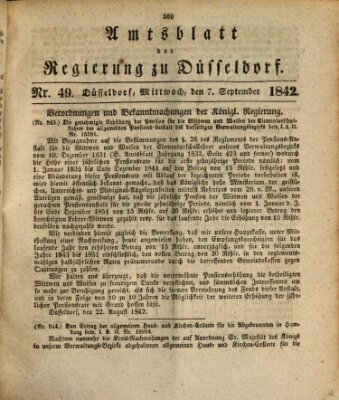 Amtsblatt für den Regierungsbezirk Düsseldorf Mittwoch 7. September 1842