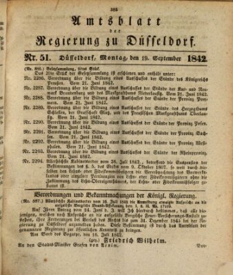 Amtsblatt für den Regierungsbezirk Düsseldorf Montag 19. September 1842