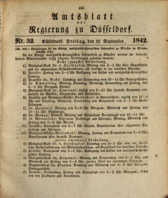 Amtsblatt für den Regierungsbezirk Düsseldorf Freitag 23. September 1842