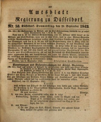 Amtsblatt für den Regierungsbezirk Düsseldorf Donnerstag 29. September 1842