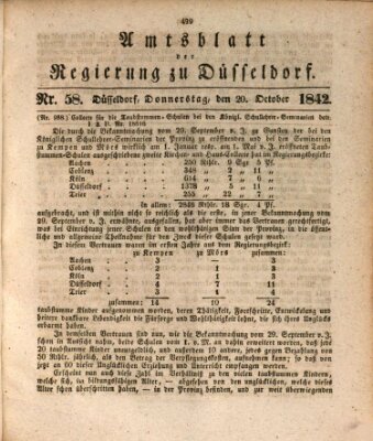 Amtsblatt für den Regierungsbezirk Düsseldorf Donnerstag 20. Oktober 1842