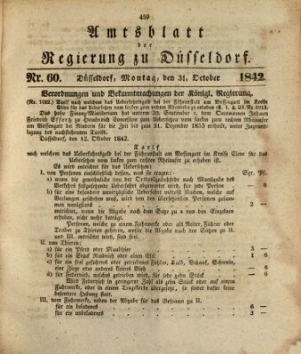 Amtsblatt für den Regierungsbezirk Düsseldorf Montag 31. Oktober 1842