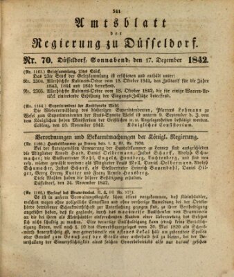 Amtsblatt für den Regierungsbezirk Düsseldorf Samstag 17. Dezember 1842