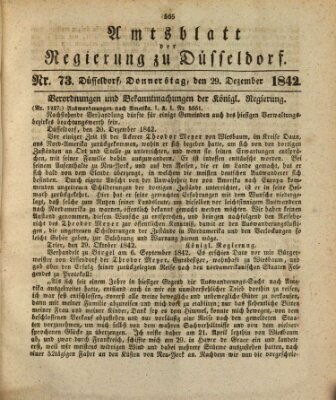 Amtsblatt für den Regierungsbezirk Düsseldorf Donnerstag 29. Dezember 1842