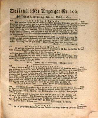 Amtsblatt für den Regierungsbezirk Düsseldorf Freitag 14. Oktober 1842