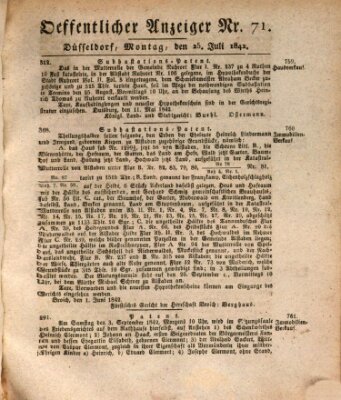 Amtsblatt für den Regierungsbezirk Düsseldorf Montag 25. Juli 1842