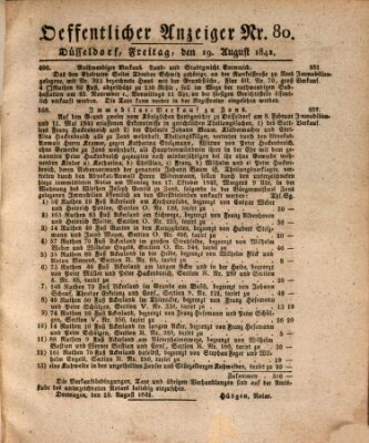 Amtsblatt für den Regierungsbezirk Düsseldorf Freitag 19. August 1842