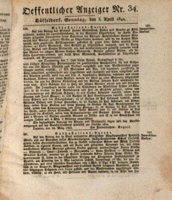 Amtsblatt für den Regierungsbezirk Düsseldorf Sonntag 3. April 1842