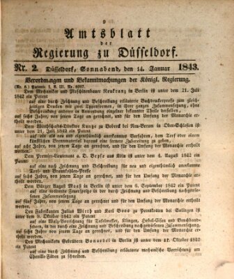 Amtsblatt für den Regierungsbezirk Düsseldorf Samstag 14. Januar 1843