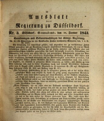 Amtsblatt für den Regierungsbezirk Düsseldorf Samstag 21. Januar 1843