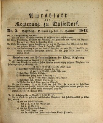 Amtsblatt für den Regierungsbezirk Düsseldorf Dienstag 31. Januar 1843