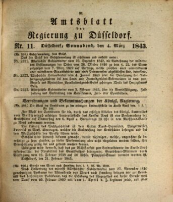 Amtsblatt für den Regierungsbezirk Düsseldorf Samstag 4. März 1843