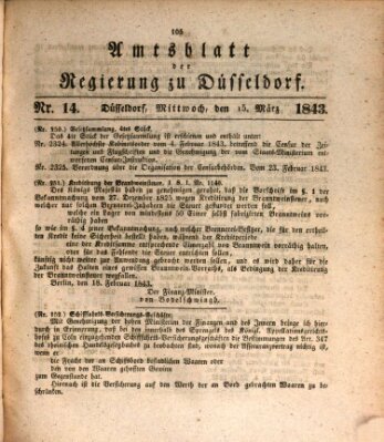 Amtsblatt für den Regierungsbezirk Düsseldorf Mittwoch 15. März 1843