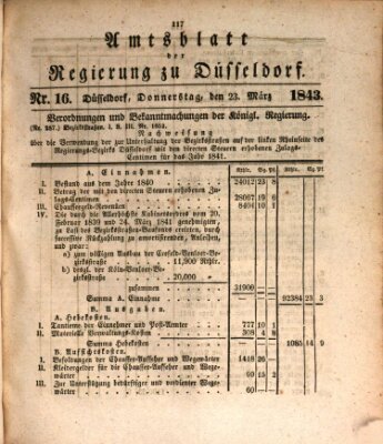 Amtsblatt für den Regierungsbezirk Düsseldorf Donnerstag 23. März 1843