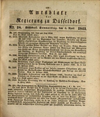 Amtsblatt für den Regierungsbezirk Düsseldorf Donnerstag 6. April 1843