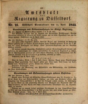 Amtsblatt für den Regierungsbezirk Düsseldorf Samstag 15. April 1843