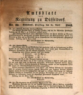 Amtsblatt für den Regierungsbezirk Düsseldorf Freitag 21. April 1843